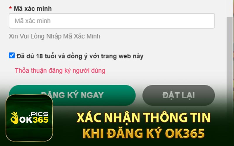 Xác nhận thông tin khi đăng ký OK365